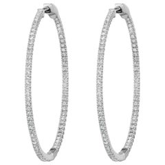 Luxle 1.15 Cts Pave Diamond Inside and Out Hoop Earrings 18 Karat White Gold