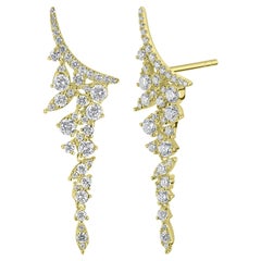 Luxle 1.15 Cttw. Round Diamond Chandelier Drop Earrings in 18k Yellow Gold