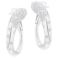 Luxle 1.20Cttw. Diamond Serpentine Hoop Earrings in 18K White Gold