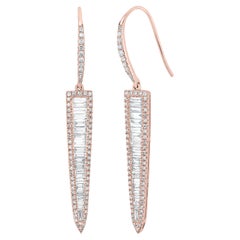 Luxle 1.23ct T.W Baguette Diamond Triangle Drop Earrings in 18k Rose Gold