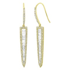 Luxle 1.24 Carat T.W Baguette Diamond Triangle Drop Earrings in 18k Yellow Gold