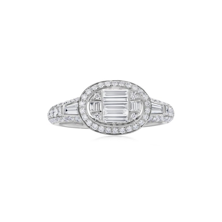 Luxle 1.24 Cttw. Diamond Oval Shaped Cluster Ring in 18K White Gold For ...