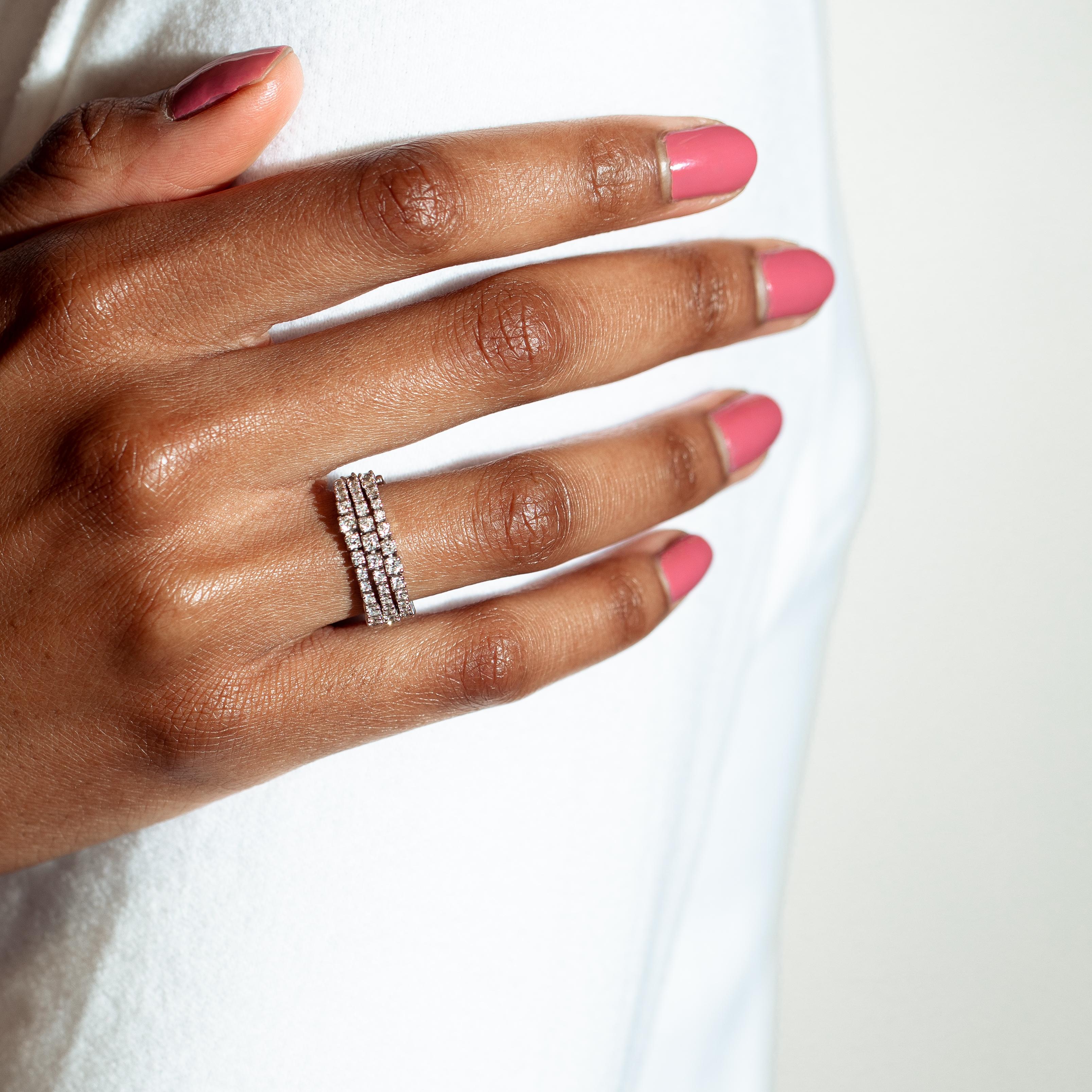 Contemporary Luxle 1.25 Carats Round Diamond Adjustable Spiral Ring in 18k White Gold