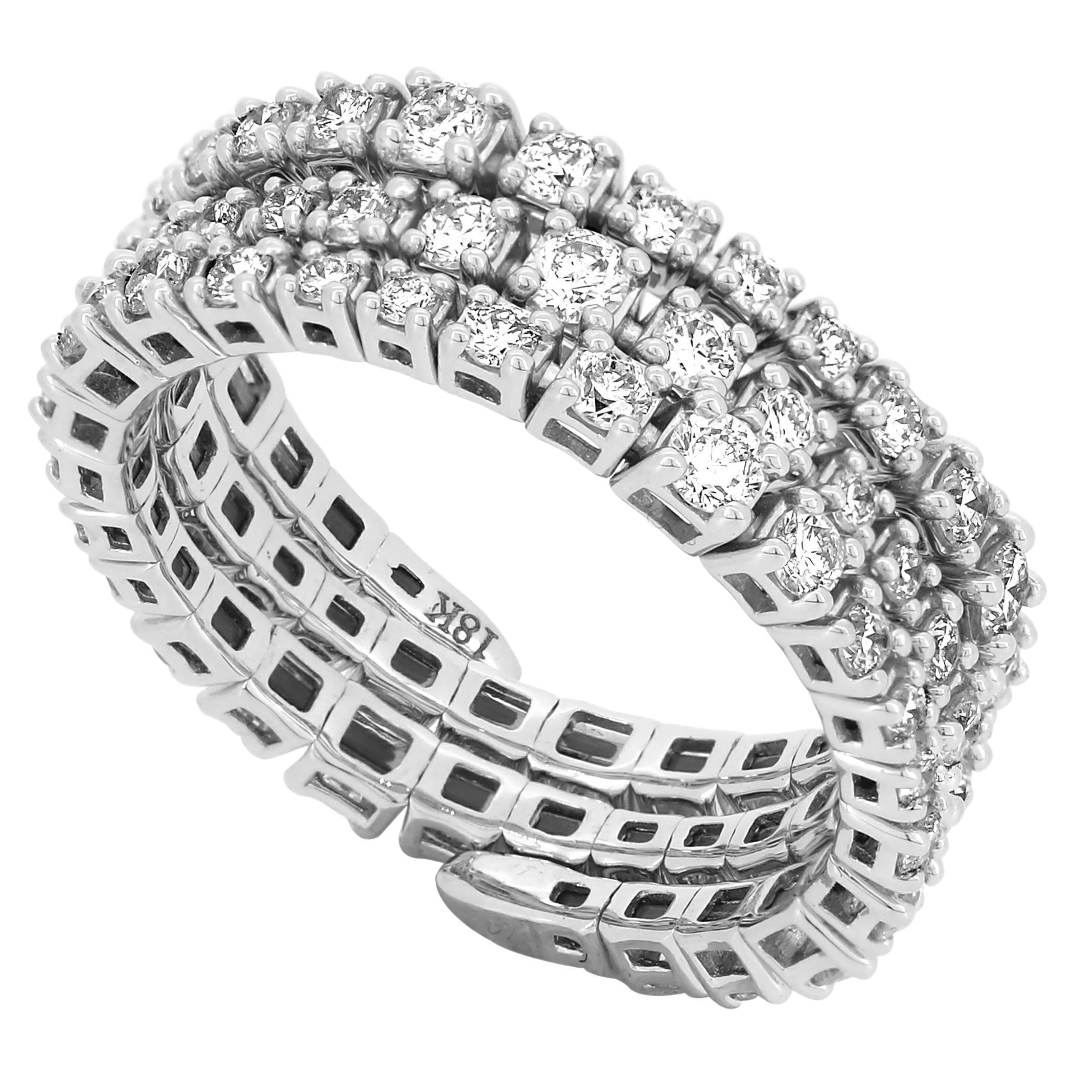 Luxle 1.25 Carats Round Diamond Adjustable Spiral Ring in 18k White Gold