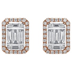 Luxle 1.25cttw. Diamond Stud Frame Earrings in 18k White and Rose Gold