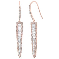 Luxle Pendientes de Gota Triangulares de Diamante Natural de 1,27 Quilates T.W. en Oro Rosa de 14k