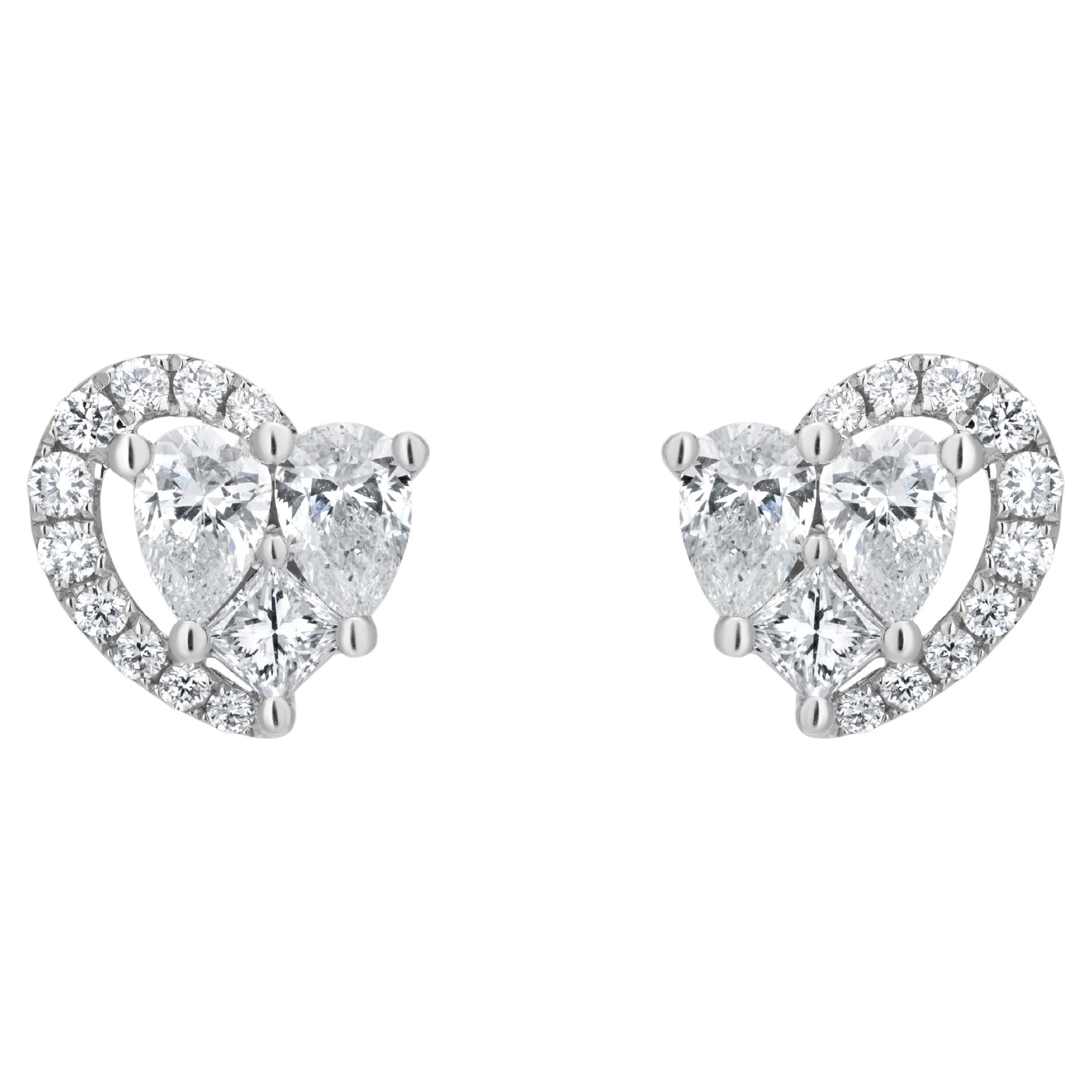 Hearts on Fire Diamond Fulfillment Stud Earrings in 18k White Gold For