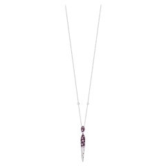 Luxle 1,36 Gesamtkaratgewicht natürlicher Rubin/Diamant 18 Zoll Halskette aus 18 Karat Weißgold