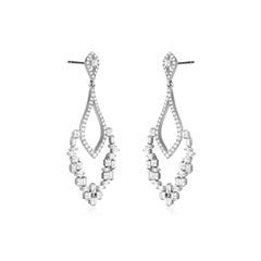 Luxle 1.4 cttw. Diamond Dangle Earrings in 18k White Gold