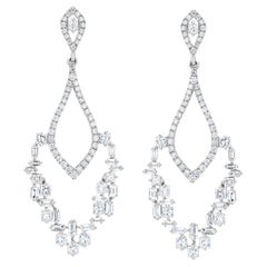 Luxle 1.4 cttw. Diamond Dangle Earrings in 18k White Gold