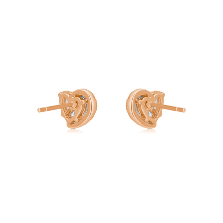 Luxle 1.4 Cttw. Diamond HeartShaped Stud Earrings in 18K Rose Gold For