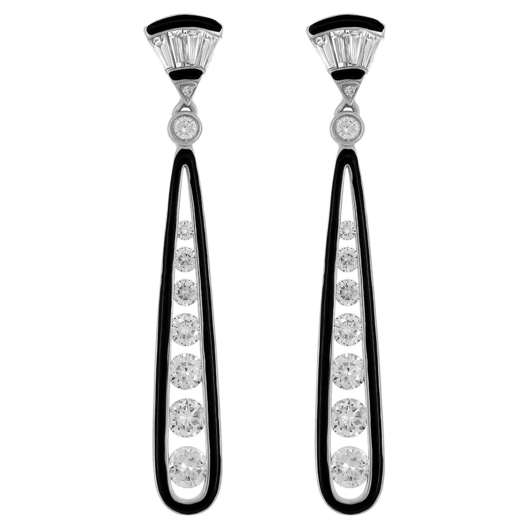 Diamond Tassel Earrings in 18 Karat White Gold with Pearl at 1stDibs