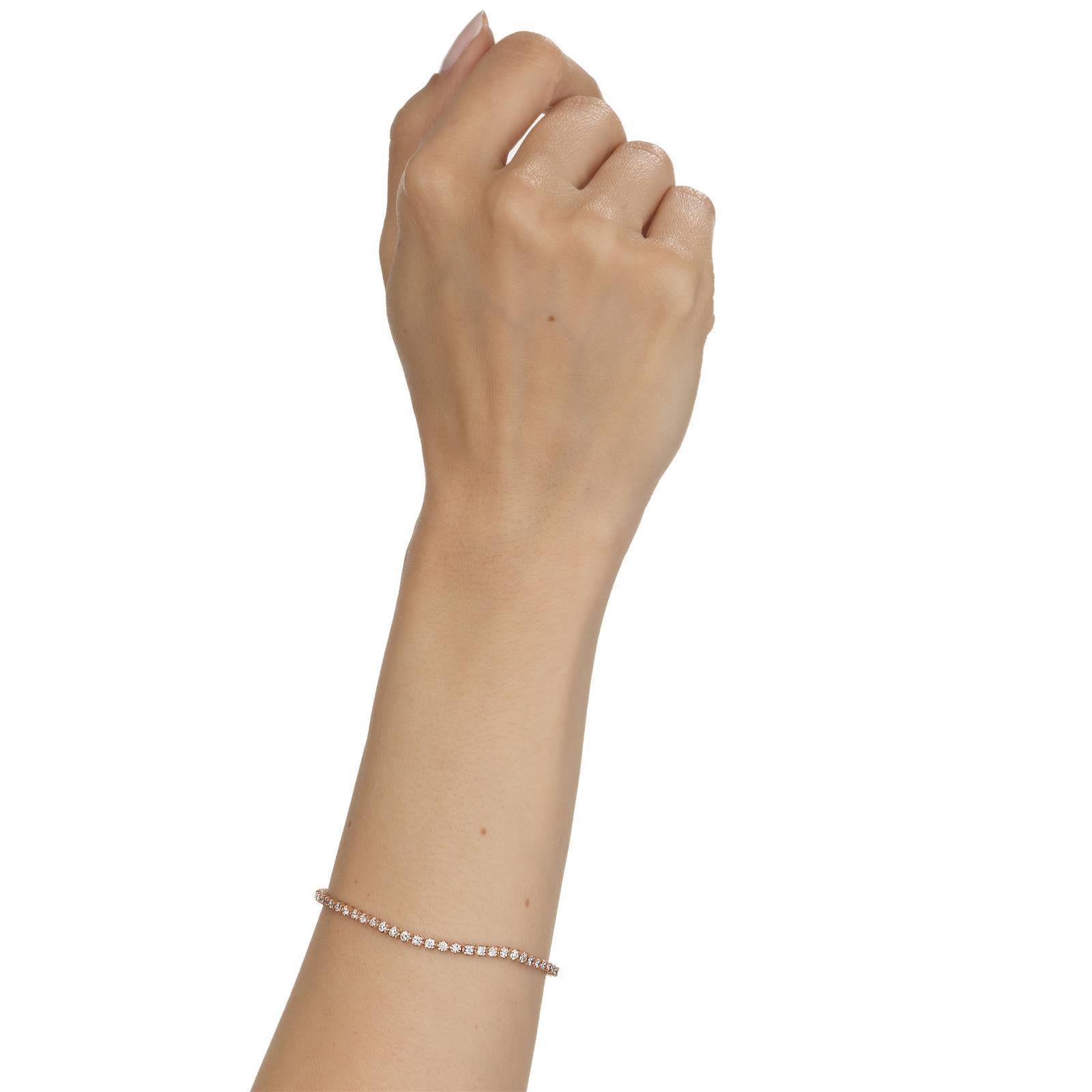 Luxle 1,50 Cttw natürliches rundes Diamant-Tennisarmband aus 18 Karat Roségold (Zeitgenössisch) im Angebot