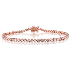 Luxle 1,50 Cttw natürliches rundes Diamant-Tennisarmband aus 18 Karat Roségold