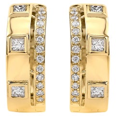 Or 14 carats Luxle 1/3 carat T.W. Boucles d'oreilles créoles diamant Huggie