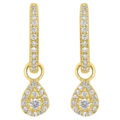 Luxle 14k Yellow Gold 1/4 Carat T.W. Diamond Teardrop Hoop Earrings