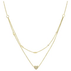 Or 14 carats Luxle 1/8 carat T.W. Collier à double rang de cœurs en diamants