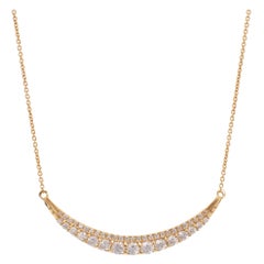 Luxle 14K Yellow Gold 0.71ct Diamond Curved Bar Necklace, New