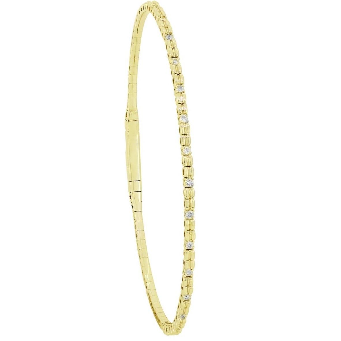 This Luxle 14K Yellow Gold bangle bracelet wraps elegantly around your wrist and is a showstopper! With its sleek form and 0.24 carats of round full-cut diamonds, this bangle has a basic and contemporary style.

Please follow the Luxury Jewels