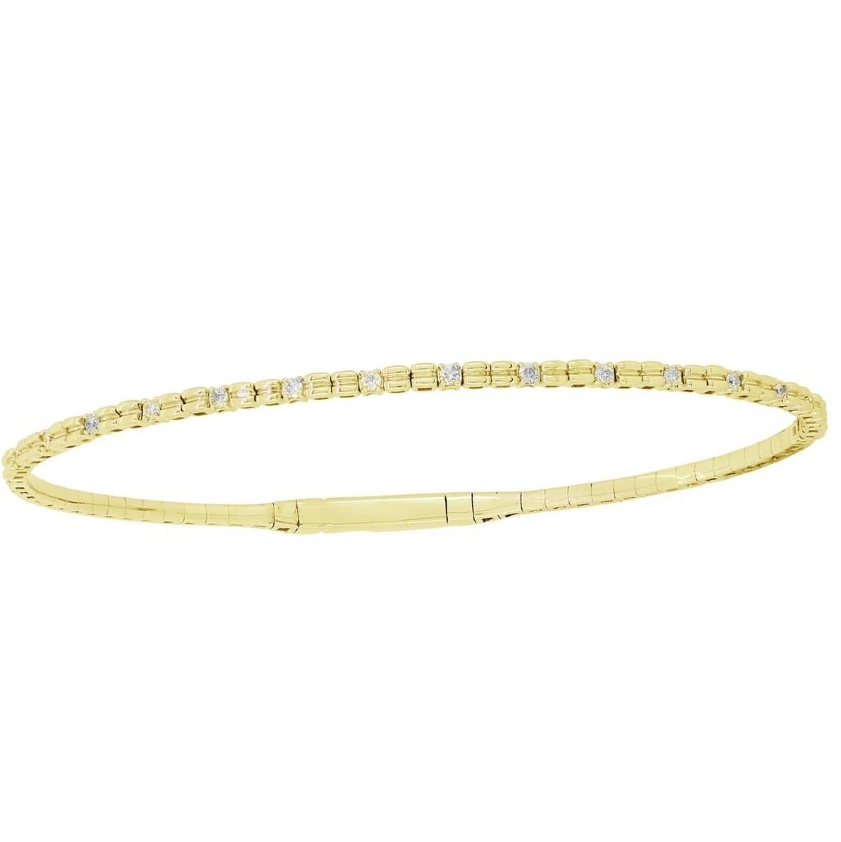 Luxle 14k Yellow Gold 1/4 Carat T.W. Diamond Bangle Bracelet In New Condition In New York, NY