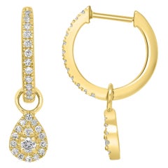 Luxle 14k Yellow Gold 1/4 Carat T.W. Diamond Teardrop Hoop Earrings