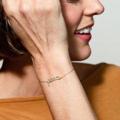 Luxle 14k Yellow Gold 1/6 Carat T.W. Natural Diamond "Peace" 7 Inch Bracelet