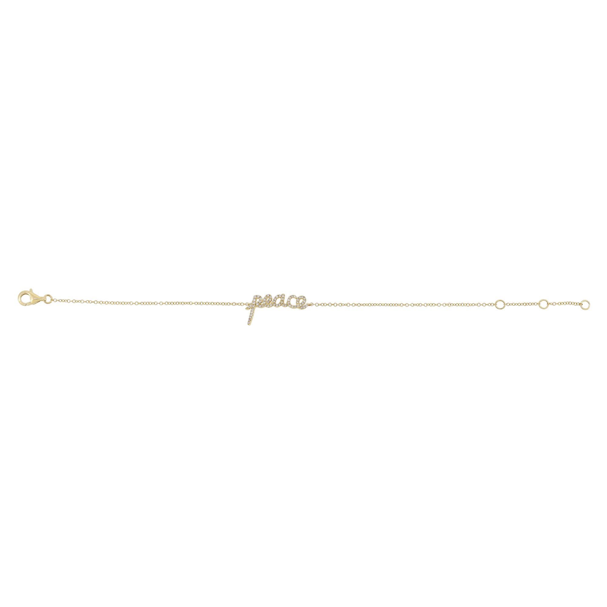 Luxle 14k Gelbgold 1/6 Karat T.W. Luxle. Natürliches Diamantarmband „Peace“ 7 Zoll mit Diamanten (Zeitgenössisch) im Angebot