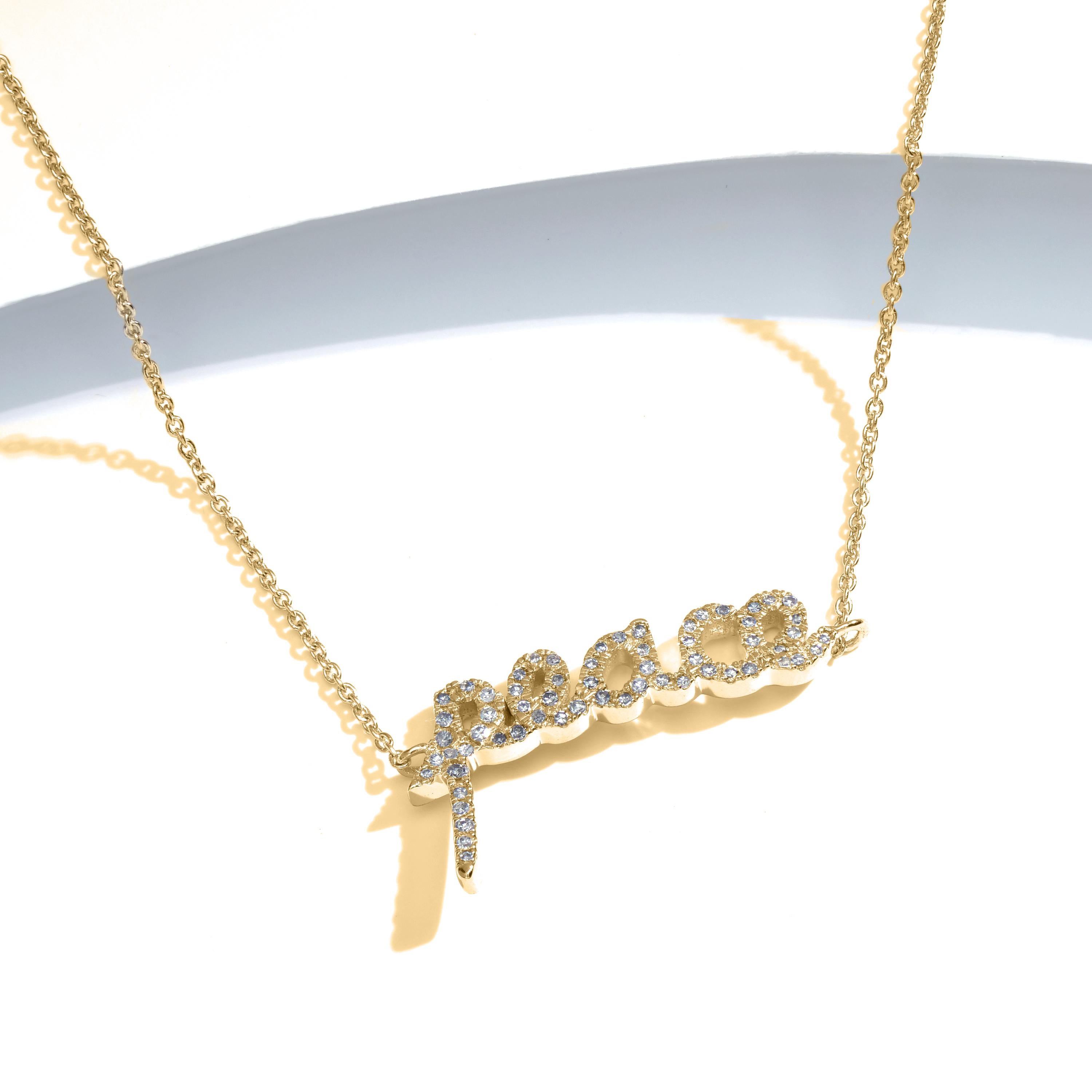 Luxle 14k Gelbgold 1/6 Karat T.W. Luxle. Natürliches Diamantarmband „Peace“ 7 Zoll mit Diamanten im Zustand „Neu“ im Angebot in New York, NY