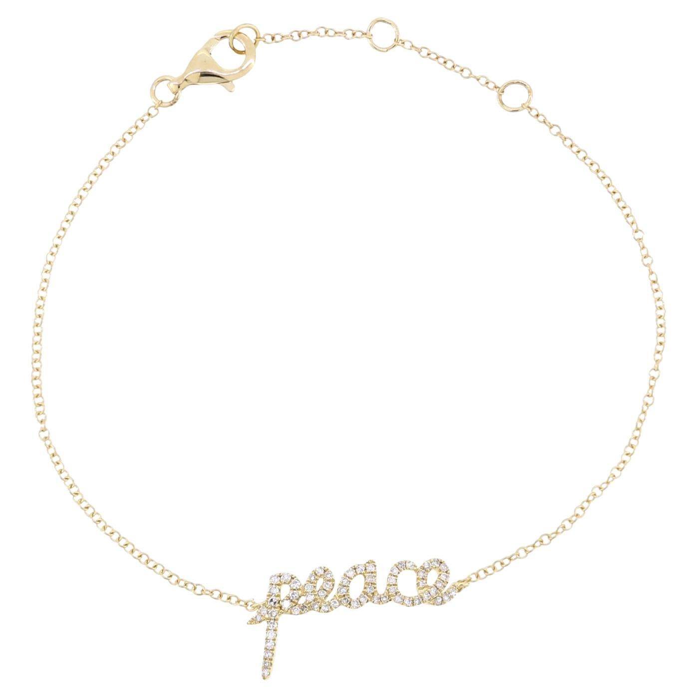 Luxle 14k Gelbgold 1/6 Karat T.W. Luxle. Natürliches Diamantarmband „Peace“ 7 Zoll mit Diamanten im Angebot
