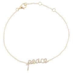 Luxle or jaune 14 carats 1/6 carat T.W. Bracelet de 7 pouces en diamant naturel "Peace" (paix)