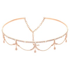 Luxle 1,50 Cttw natürliche Diamant-Choker-Halskette aus 14k Roségold, 13"
