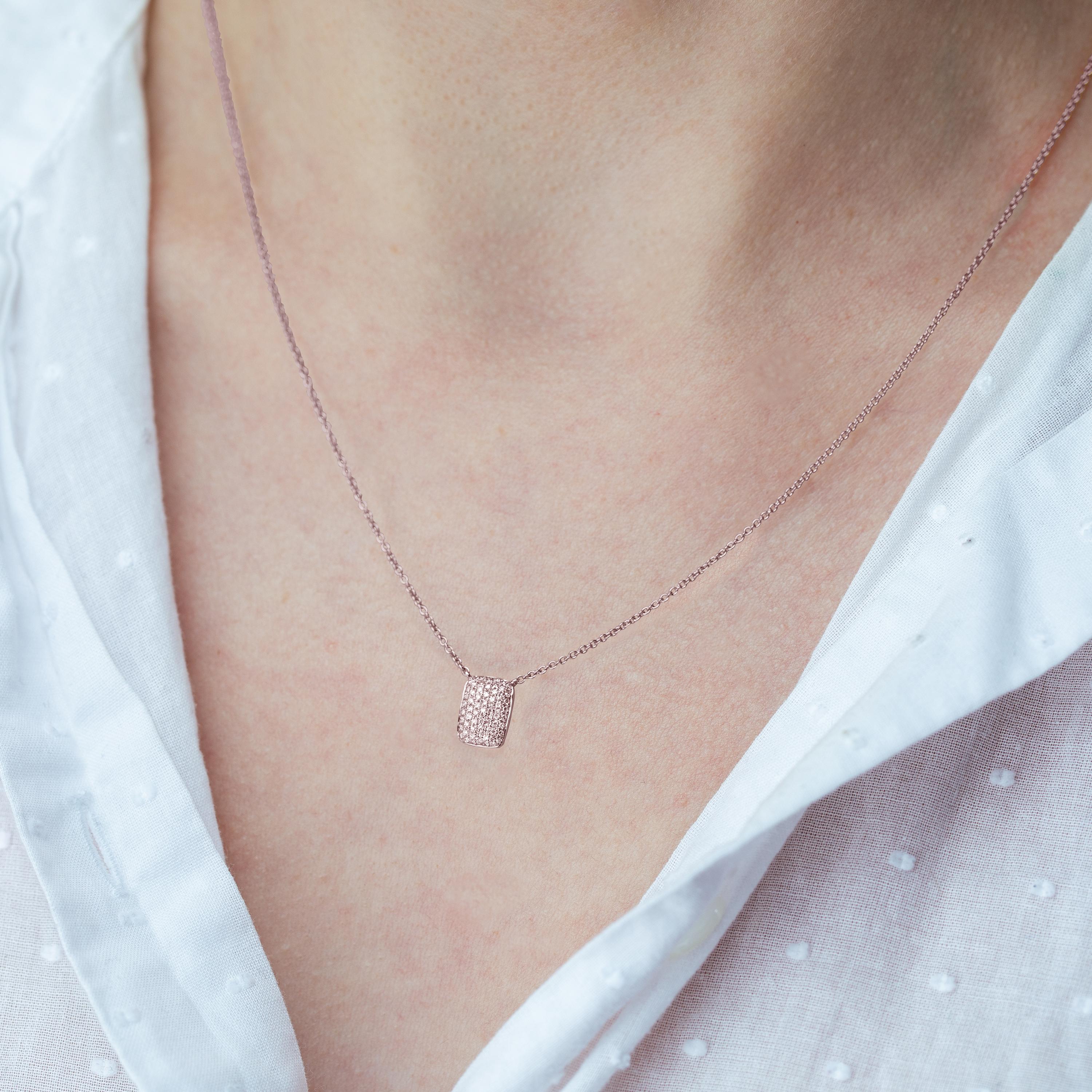 Contemporary Luxle 15 Inch Necklace with 0.25 Carat Natural Round Diamonds in 18k Rose Gold For Sale