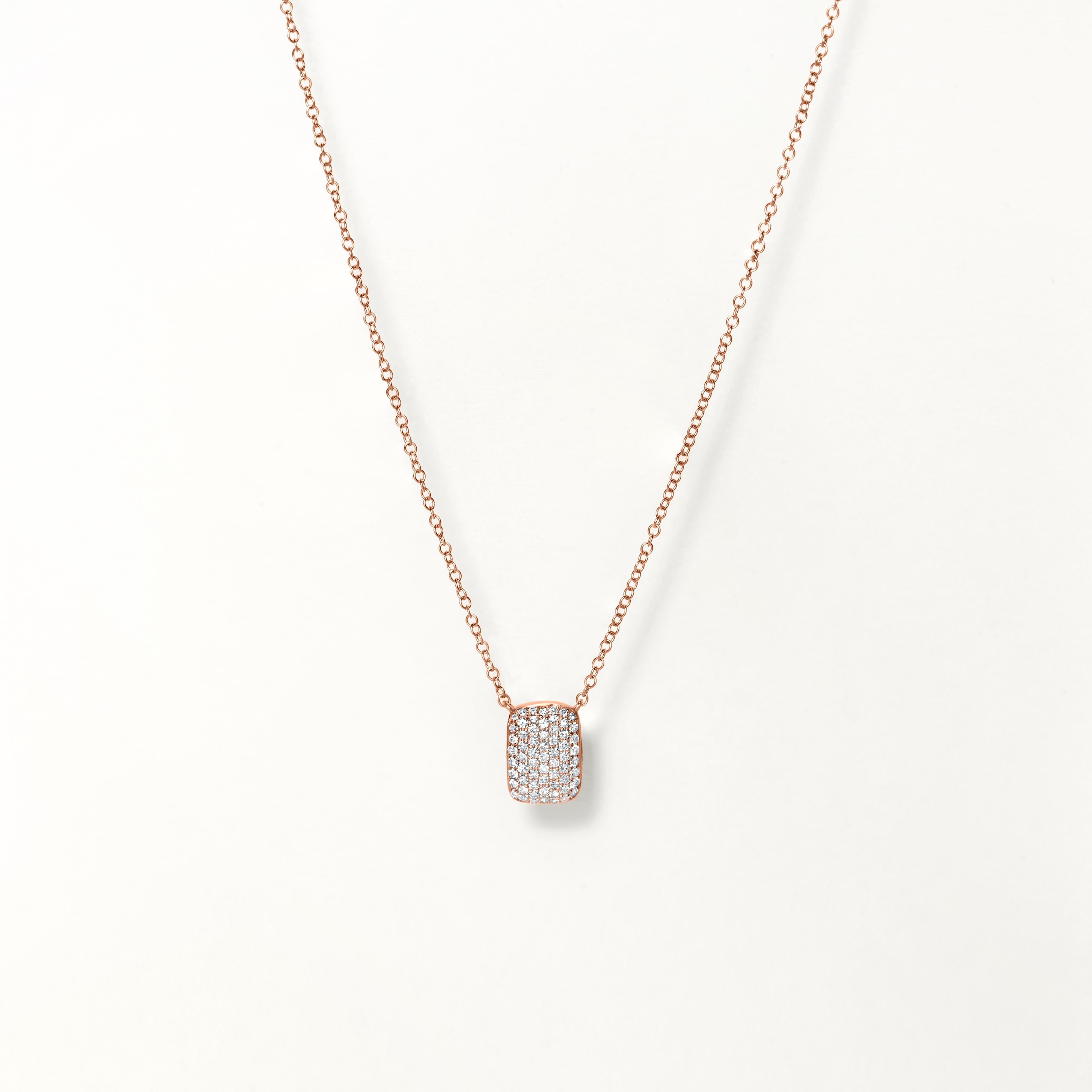Round Cut Luxle 15 Inch Necklace with 0.25 Carat Natural Round Diamonds in 18k Rose Gold For Sale