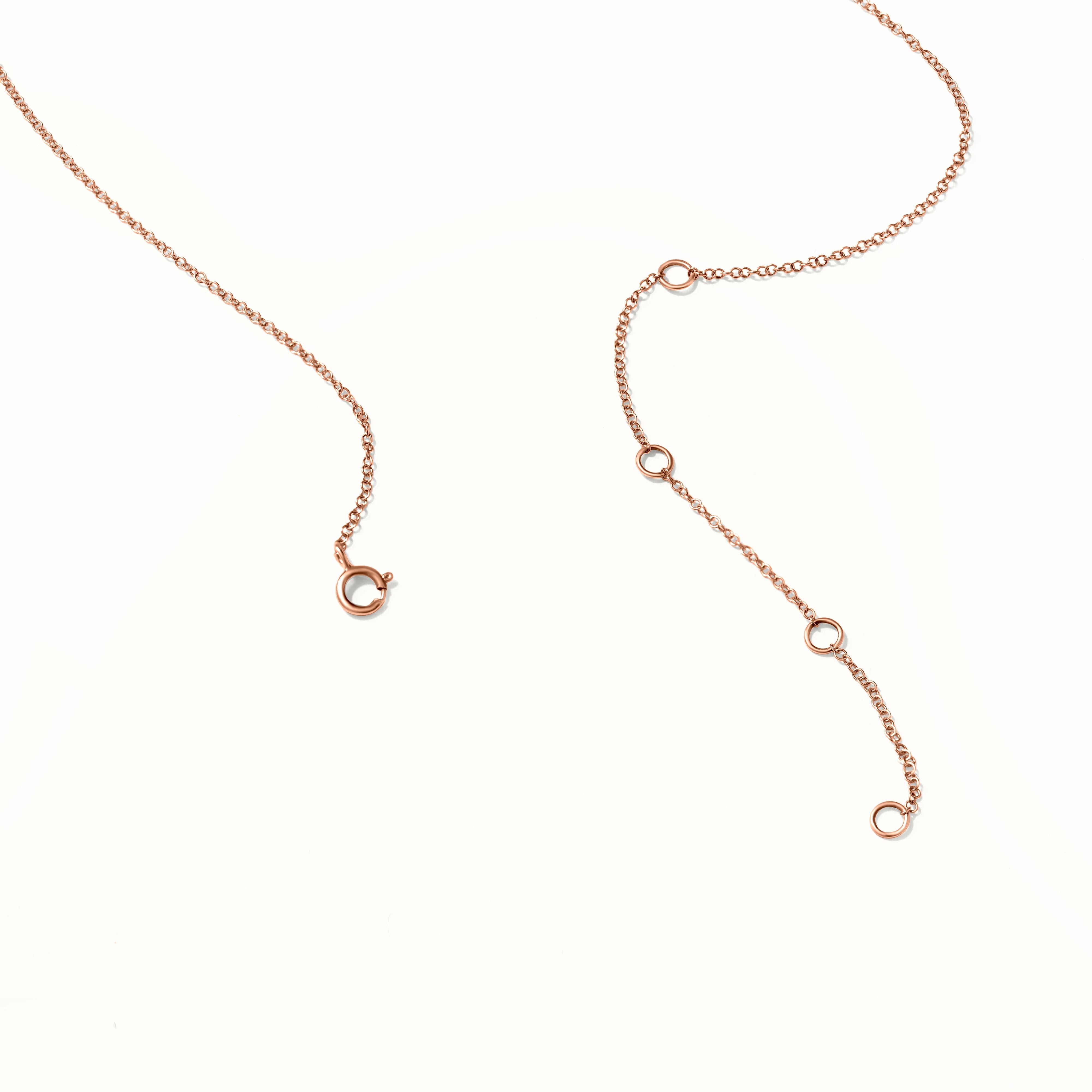 Women's Luxle 15 Inch Necklace with 0.25 Carat Natural Round Diamonds in 18k Rose Gold For Sale