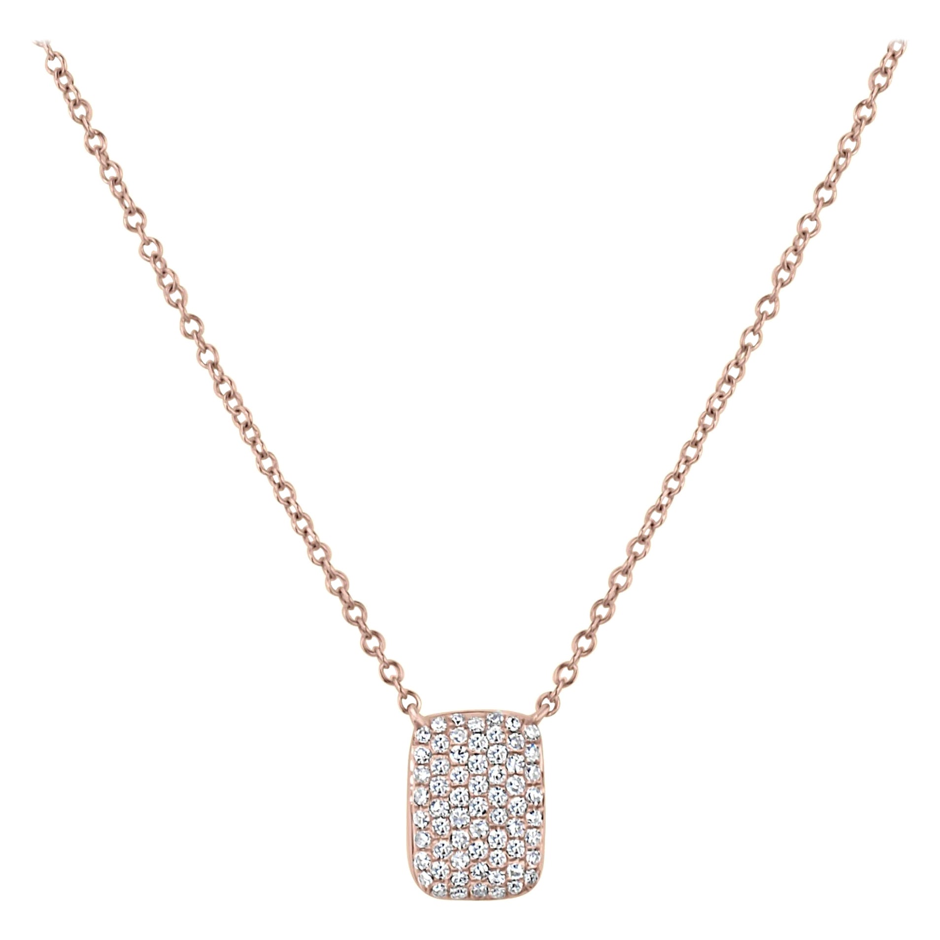Luxle 15 Inch Necklace with 0.25 Carat Natural Round Diamonds in 18k Rose Gold For Sale
