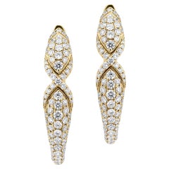 Luxle 1.52 Cttw. Diamond Serpentine Hoop Earrings in 18K Yellow Gold