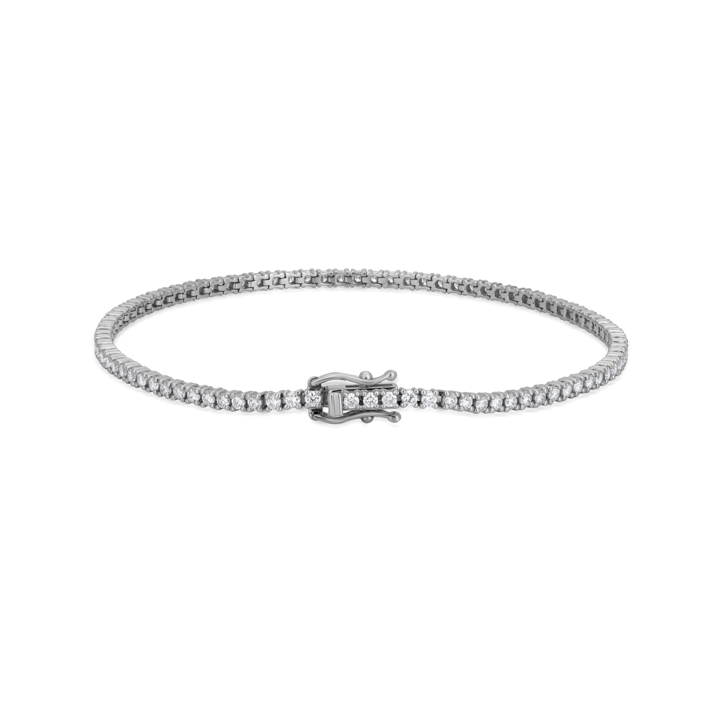 Round Cut Luxle 1.6cttw. Round Diamond Tennis Bracelet in 18k White Gold For Sale