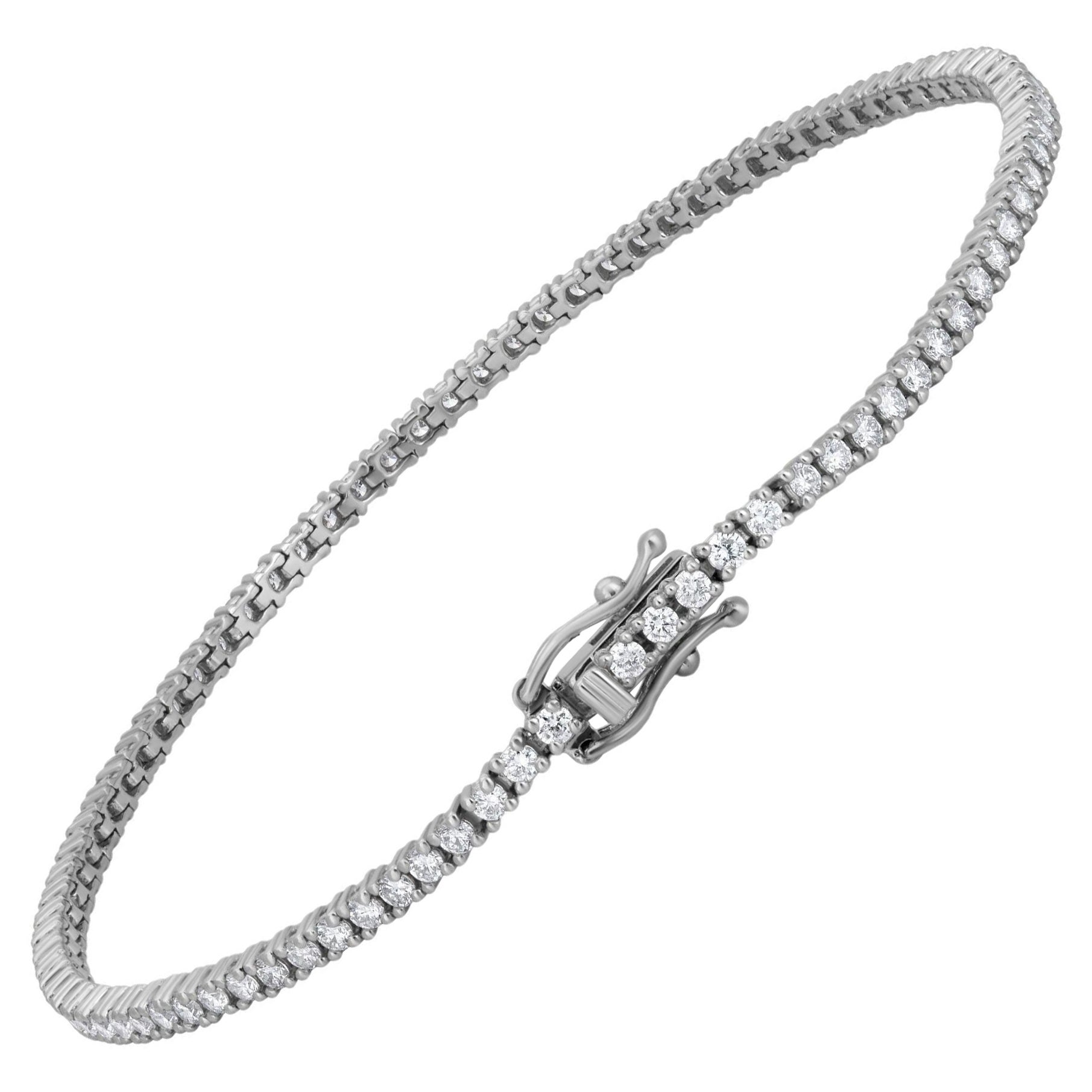 Luxle 1.60cttw. Pulsera de tenis con diamantes redondos naturales en oro blanco de 18 quilates