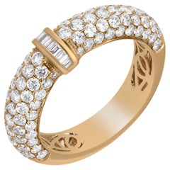 Luxle 1,76 ct. T.W. Bague à anneau en or jaune 18 carats avec diamants baguettes