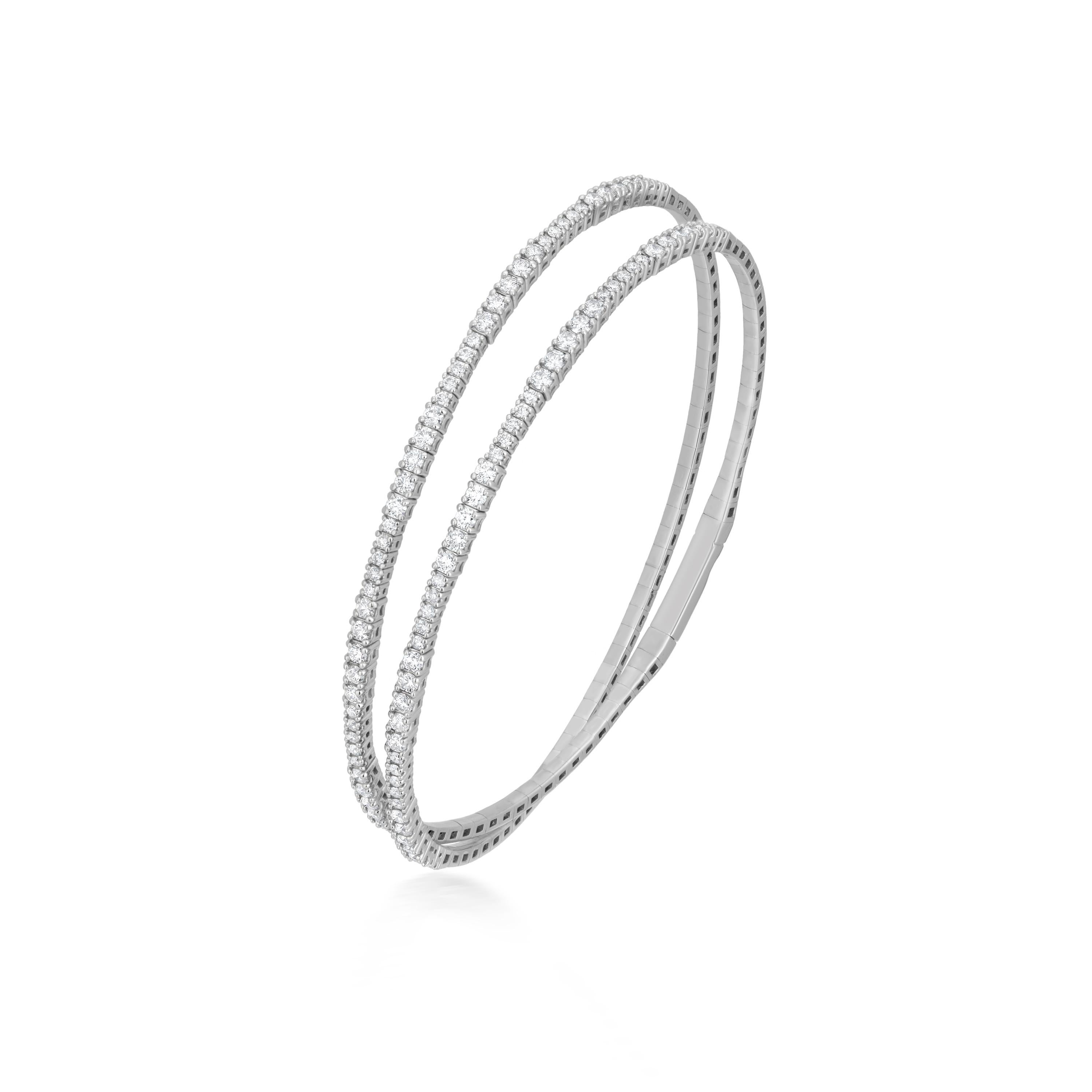 Contemporary Luxle 1.81cttw. Diamond Bangle Bracelet in 18k White Gold For Sale