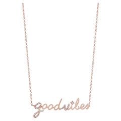 Luxle 18k Rose Gold "Good Vibes" Natural .10 Cttw Diamond Pendant Necklace, 15"
