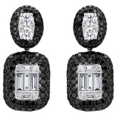 Luxle 1.94 Carat T.W. Black and White Diamond Drop Earring in 18k White Gold