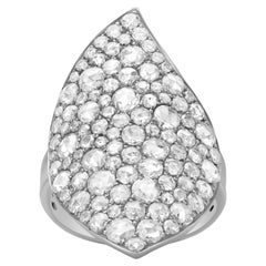 Luxle 2.19 Cttw. Rose-Cut Round Diamond Leaf Cluster Ring in 18K White Gold