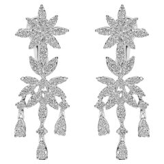 Luxle 2.66 Cttw. Diamond Dangle Earrings in 18K White Gold