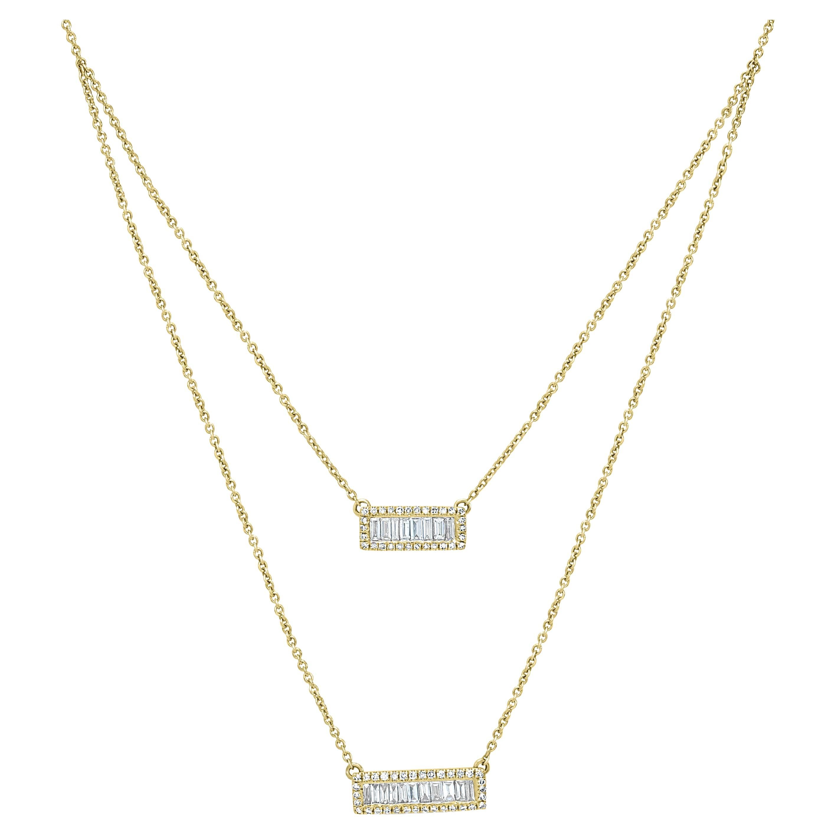  Luxle 3/8 Carat T.W. Diamond Double Strand Bar Necklace in 14k Yellow Gold