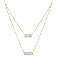  Luxle 3/8 Karat T.W. Diamant-Doppelreihige Bar-Halskette aus 14 Karat Gelbgold