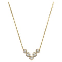 Luxle 3/8 Carat T.W. Diamond Halo Chevron Necklace in 14k Yellow Gold