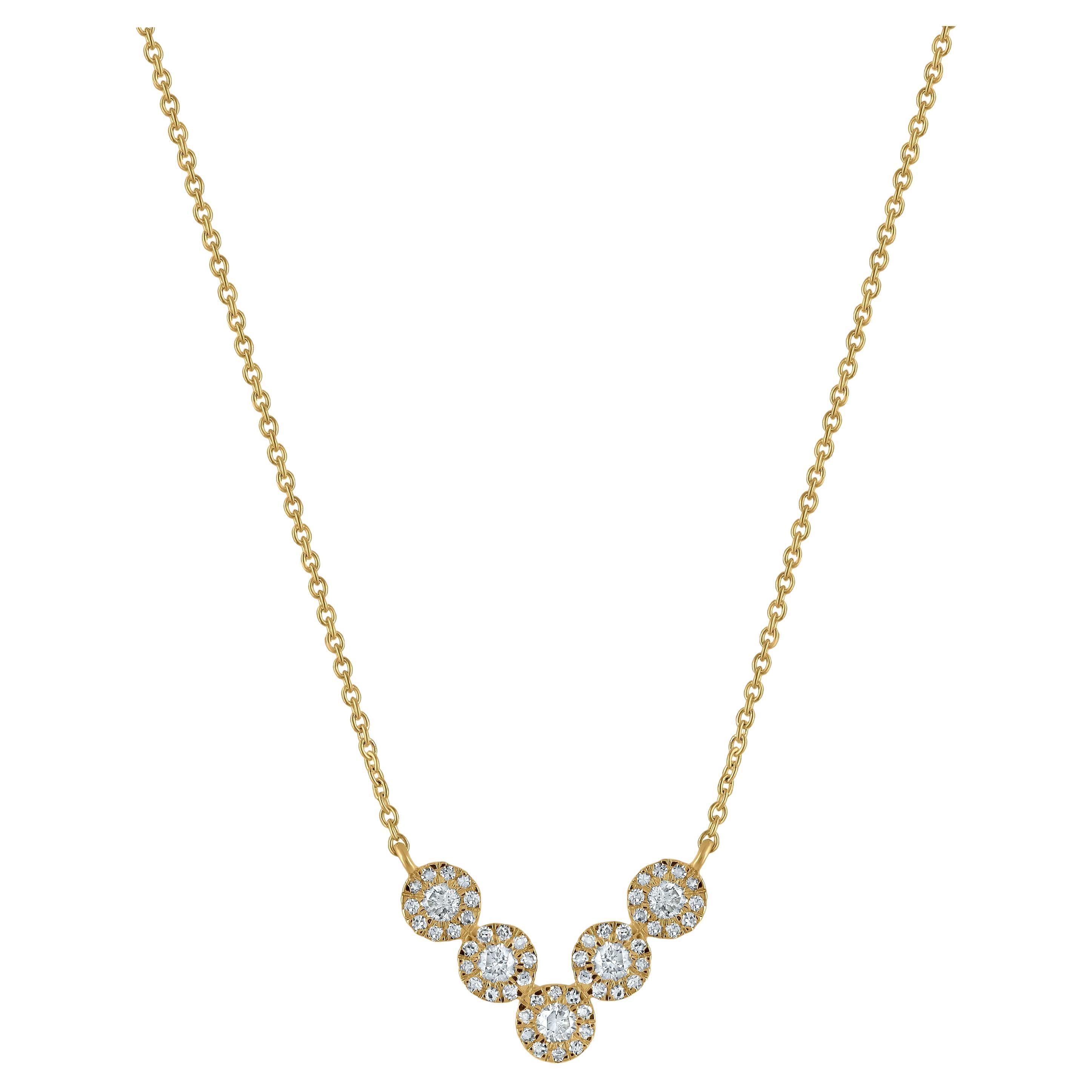 Luxle 3/8 Carat T.W. Diamond Halo Chevron Necklace in 14k Yellow Gold