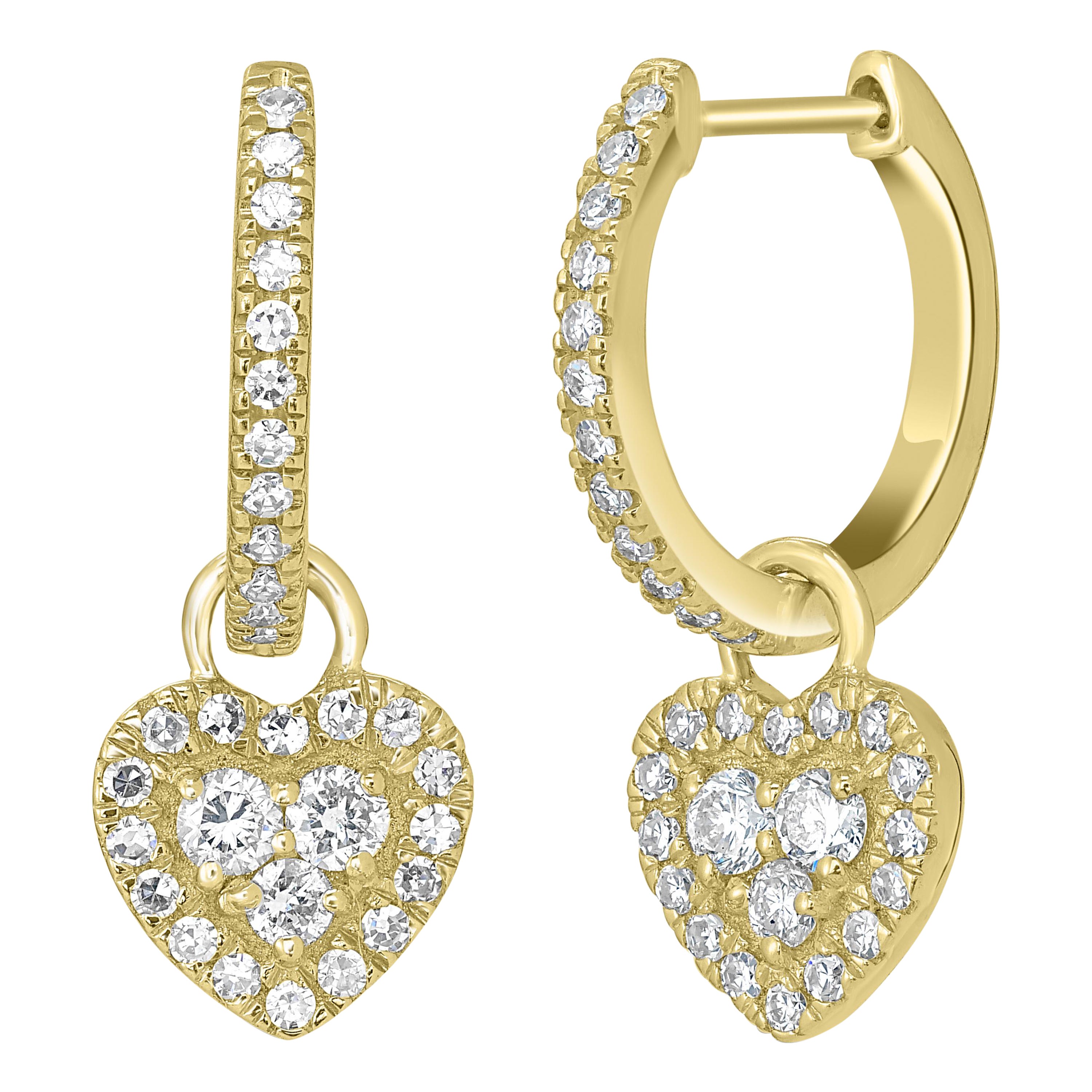 Luxle 3/8 Karat T.W. Diamant-Herz-Creolen-Ohrringe aus 14k Gelbgold