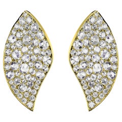 Luxle 3.07 Ct. T.W Round Rose-Cut Diamond Leaf Stud Earrings in 18k Yellow Gold